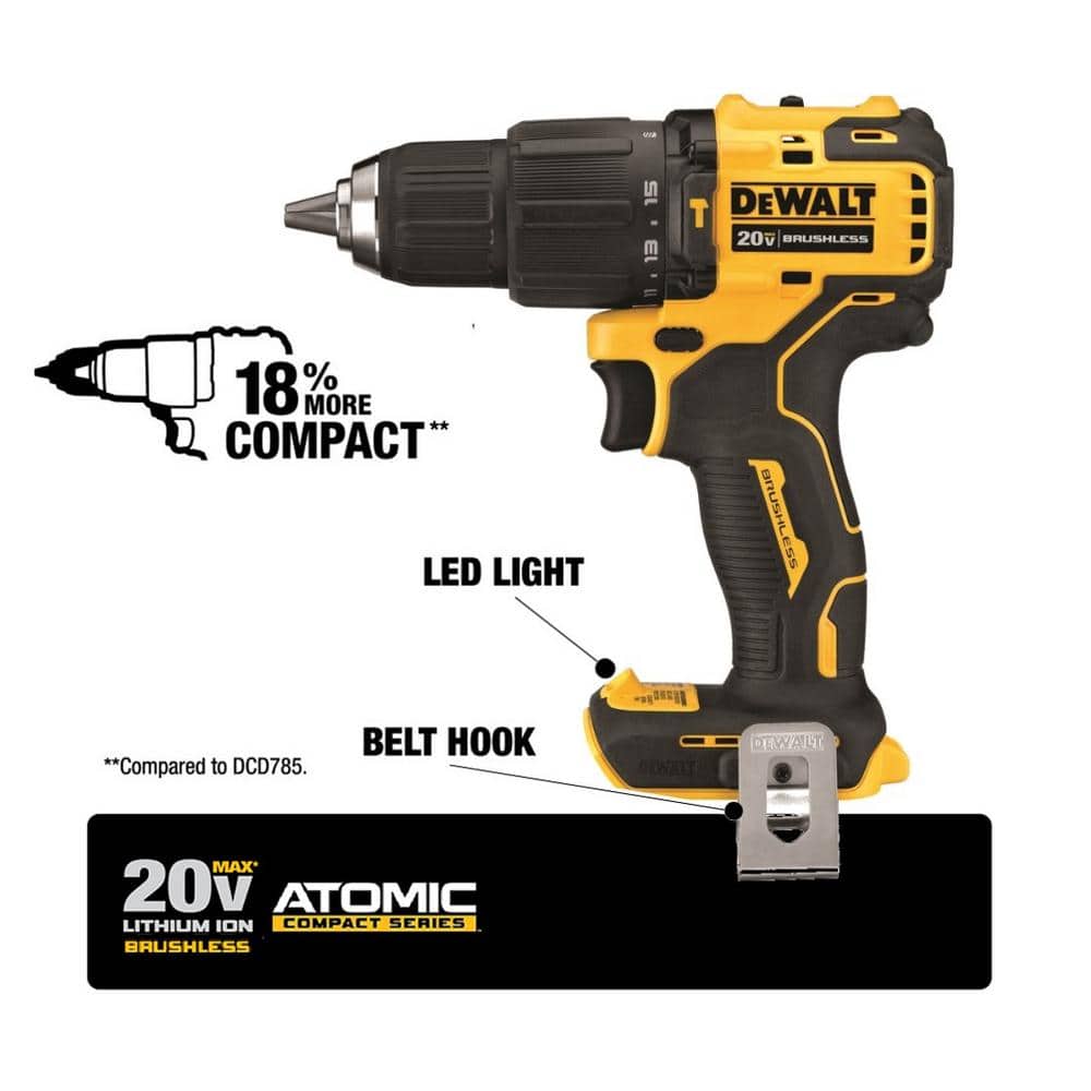 ATOMIC 20V MAX Lithium-Ion Cordless Brushless Combo Kit with (2) 1.5Ah Batteries, Charger, and Bag DCK224C2