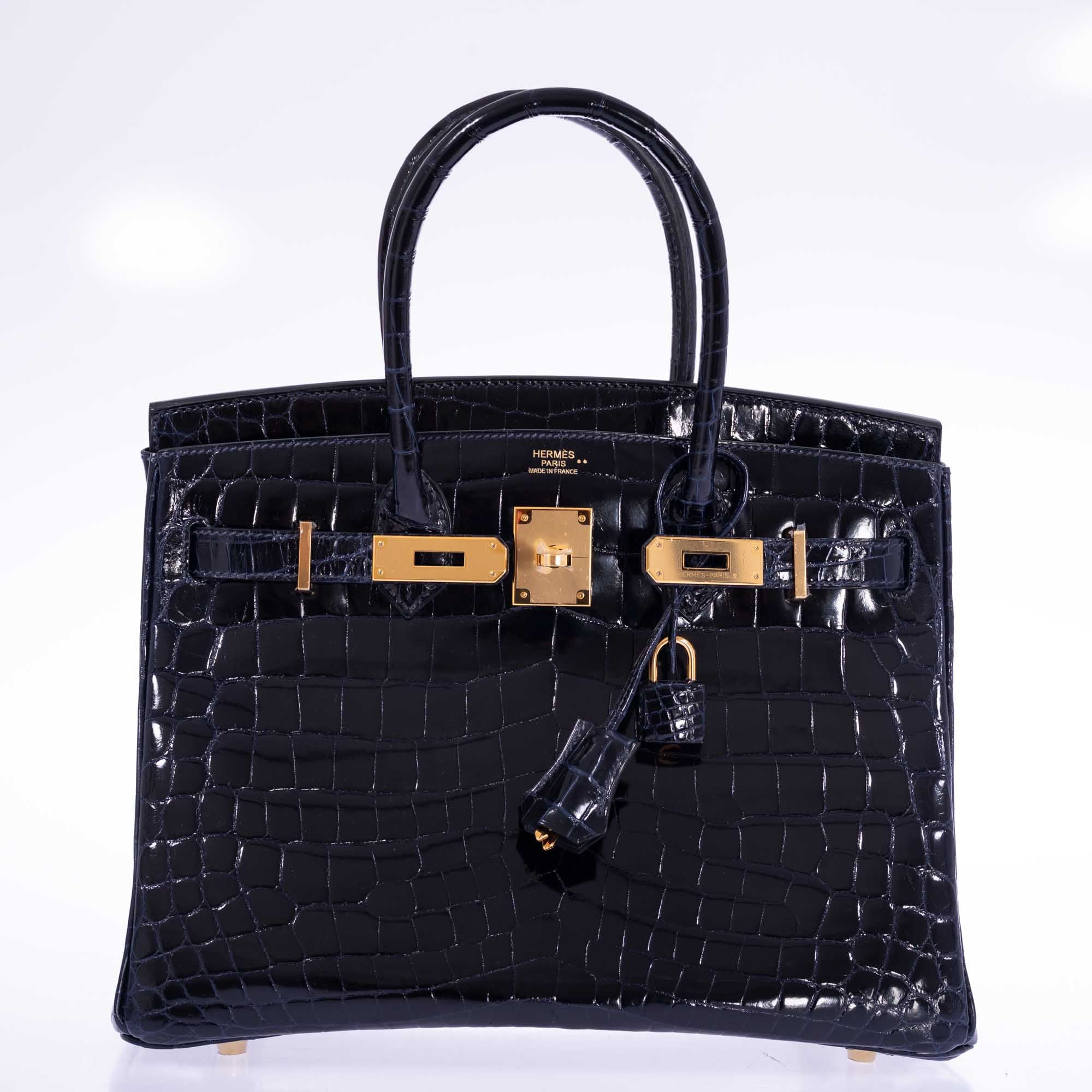 Hermès Birkin 30 Bleu Marine Shiny Niloticus Crocodile Gold Hardware