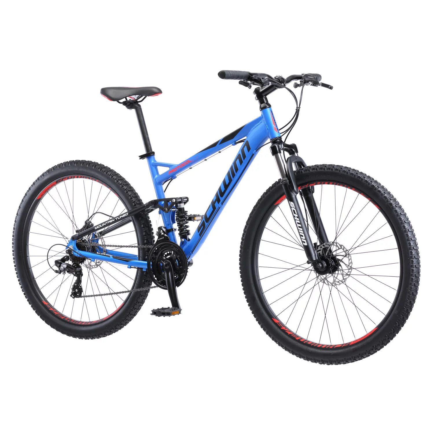 Schwinn Protocol 2.7 Full Suspension Mountain Bike, 27.5- Inch Wheels, 21 Speeds, Matte Blue
