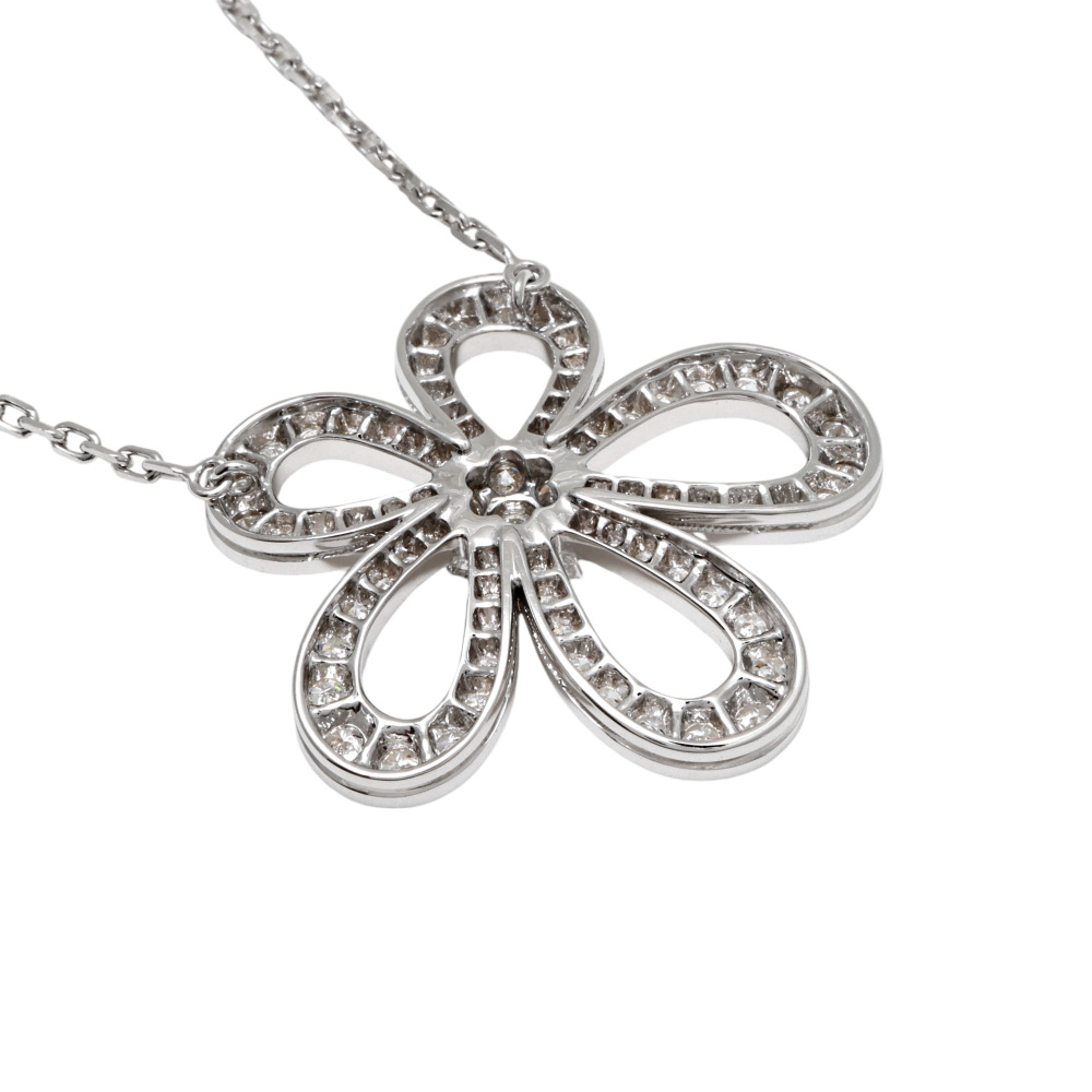 Van Cleef & Arpels Flower Lace Necklace 18K White Gold Diamond VCARP05200