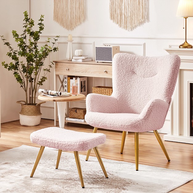 Yaheetech Accent Chair And Ottoman Set With Footstool