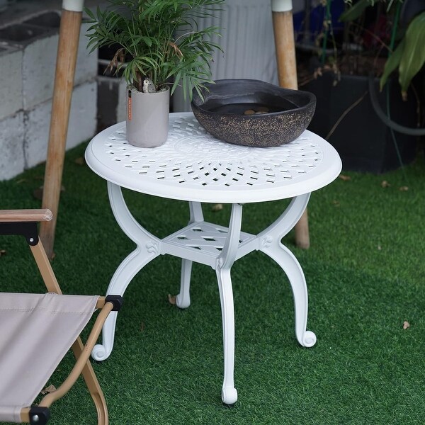 Outdoor Side Tables,Cast Aluminum Patio End Tables,AntiRust Coffee Table for Garden Patio Lawn