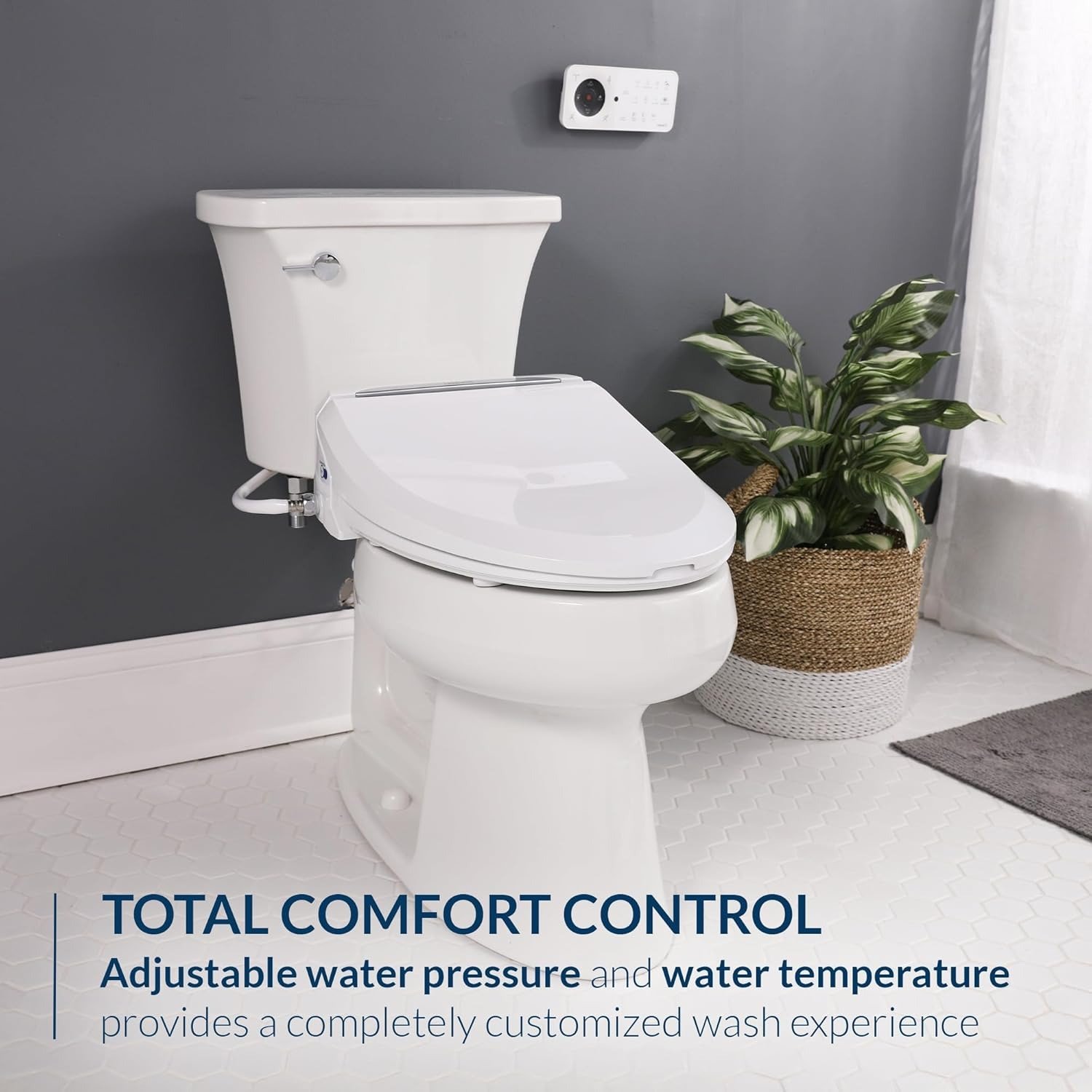 Elongated Electric Bidet Toilet Seat with Warm Water & Dryer, Wireless Remote Bidet