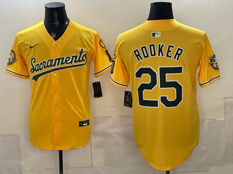 Men's Oakland Athletics Brent Rooker #25 Gold Alternate Stadium Jersey