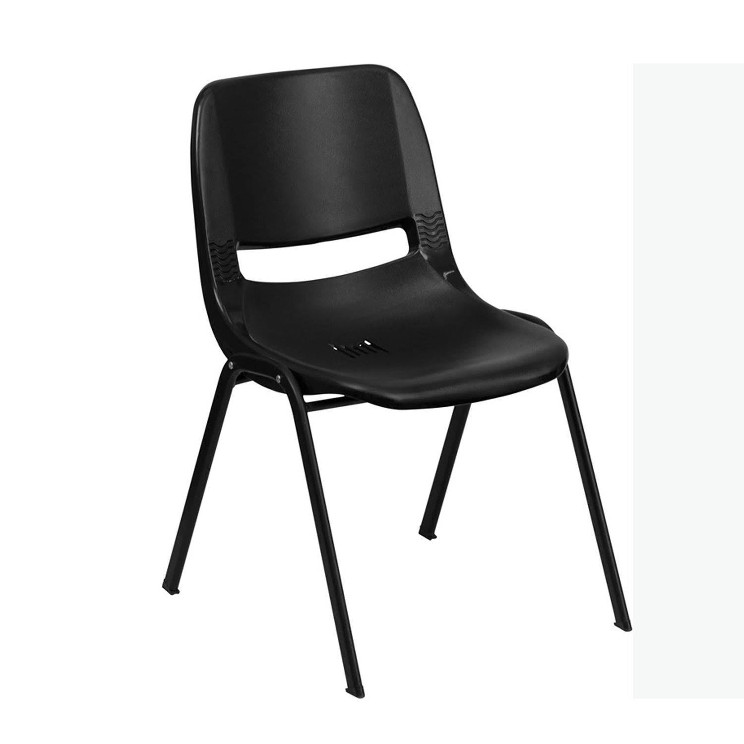 Flash Furniture HERCULES - Chair - ergonomic - mid-back - plastic, 18 gauge powder-coated steel - black (pack of 5)