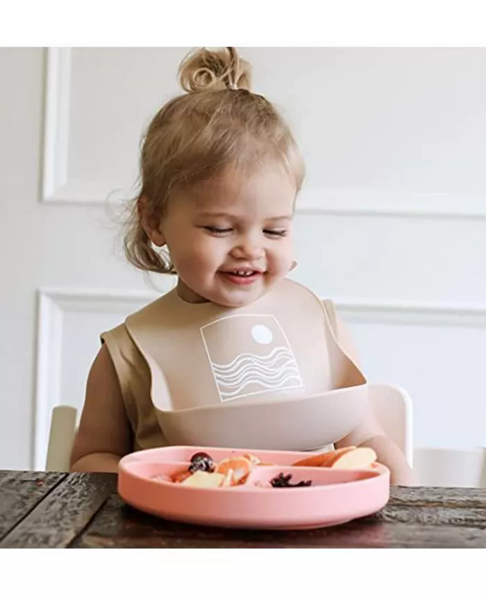 Simka Rose Silicone Baby Bibs, 3 Pack