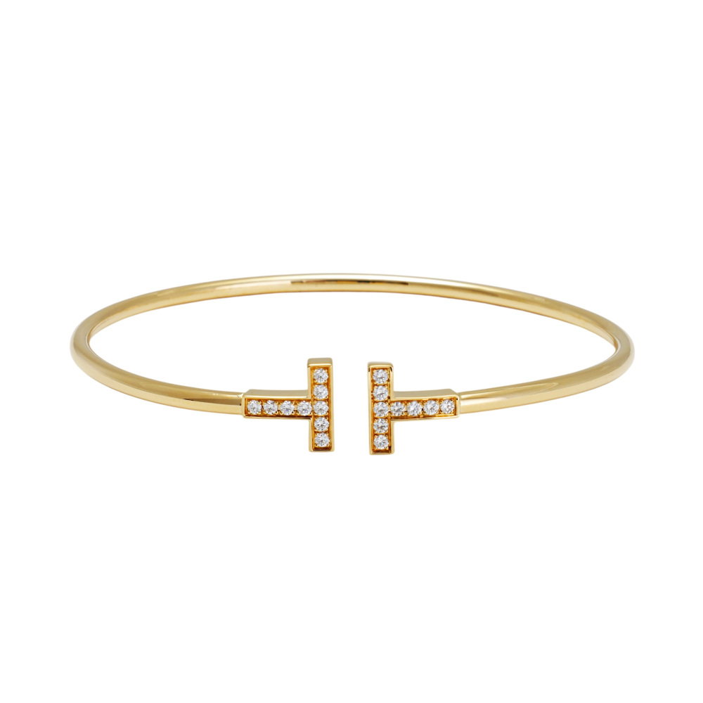 Tiffany & Co. Tiffany T Diamond Wire Bracelet 18K Yellow Gold 60010755