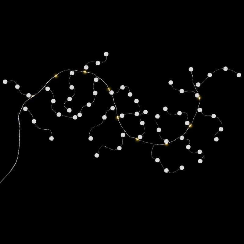 Northlight LED Pom Pom Christmas Garland Light Set - Cool White - 4.25' Clear Wire - 10pcs