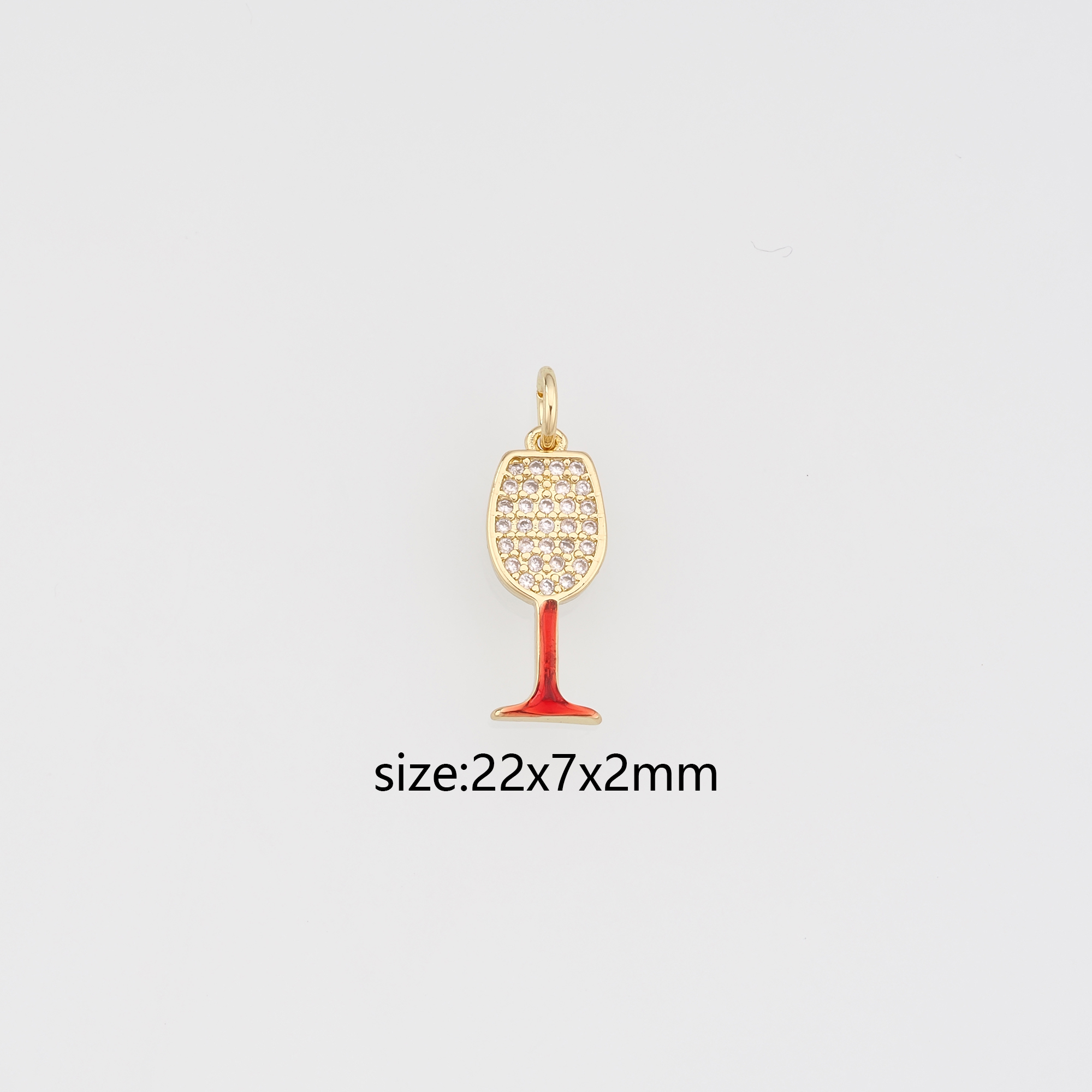 18K Gold Filled Wine Glass Pendant,CZ Micro Pave Wine Glass Charm Earrings Necklace for DIY Jewelry Making Supply
