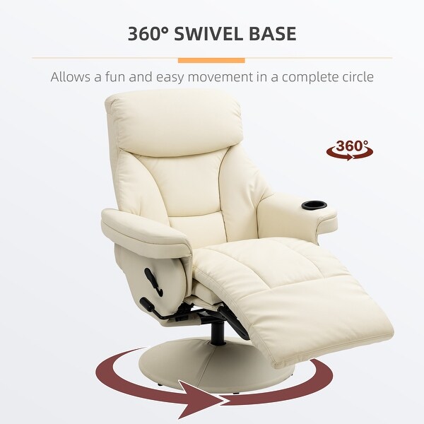 Considerate Design 360�� Swivel Manual Recliner with Cup Holder,Modern Lounge Armchair with Side Pocket