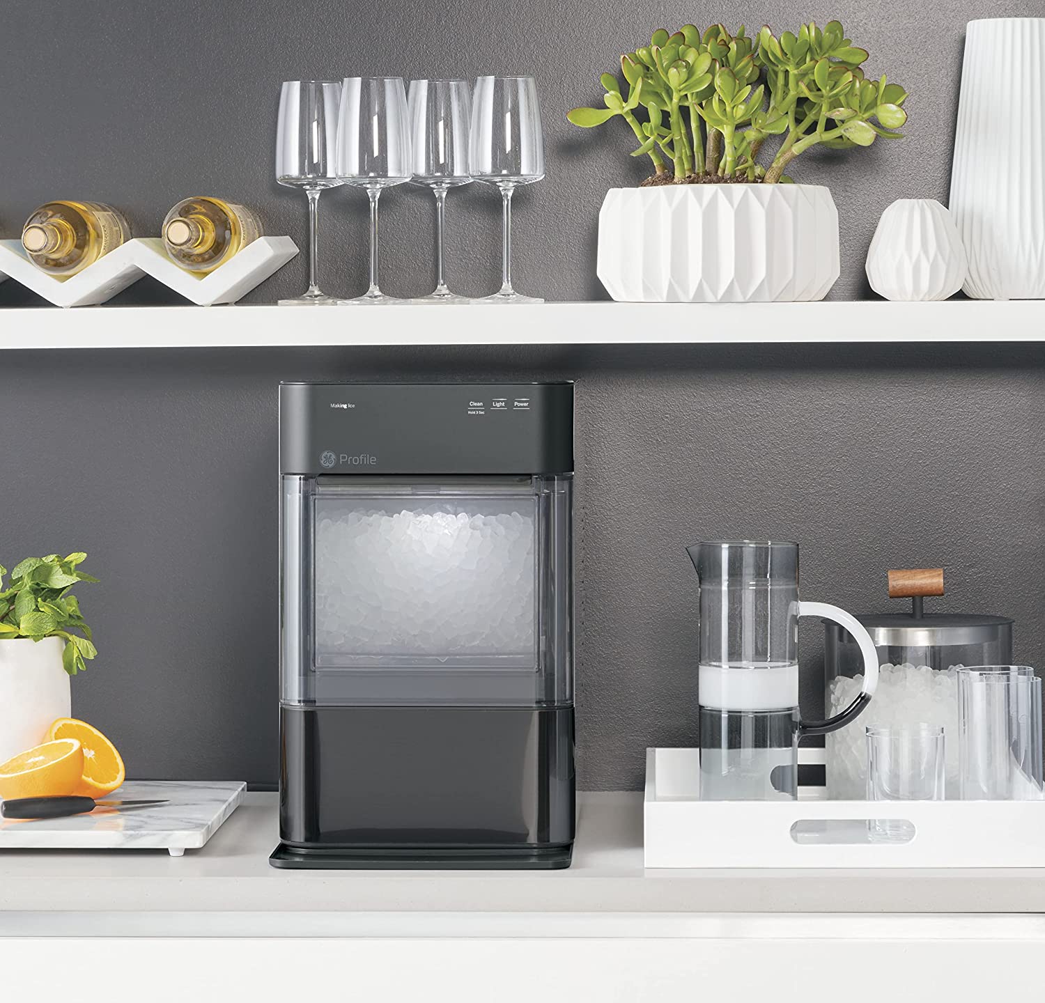 2026 Countertop Nugget Ice Maker | Ice Machine with WiFi Connectivity | Smart Home Kitchen Essentials | Black Stainless