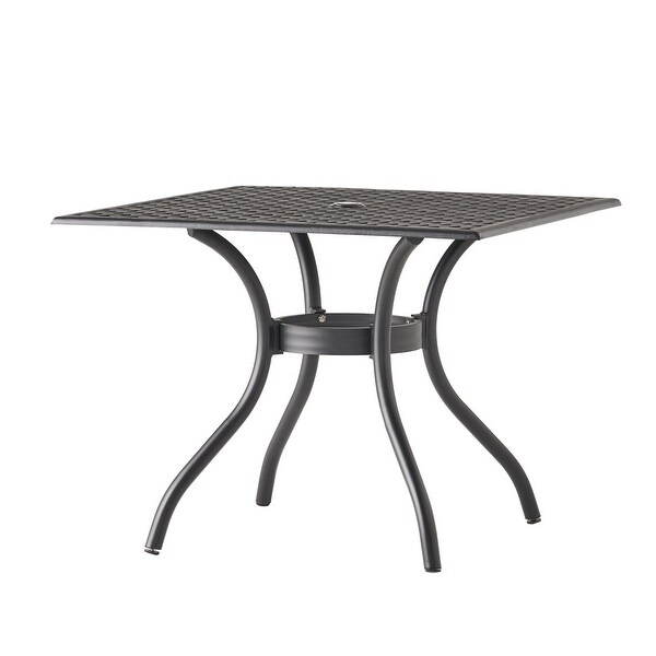 Cay Outdoor Dining Table,40 Inch Square Top,Black Lattice Metal Design