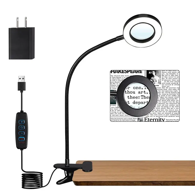 USB-Powered Clip-On Desk Lamp – Flexible Neck, 3 Light Modes & 10-Level Dimming