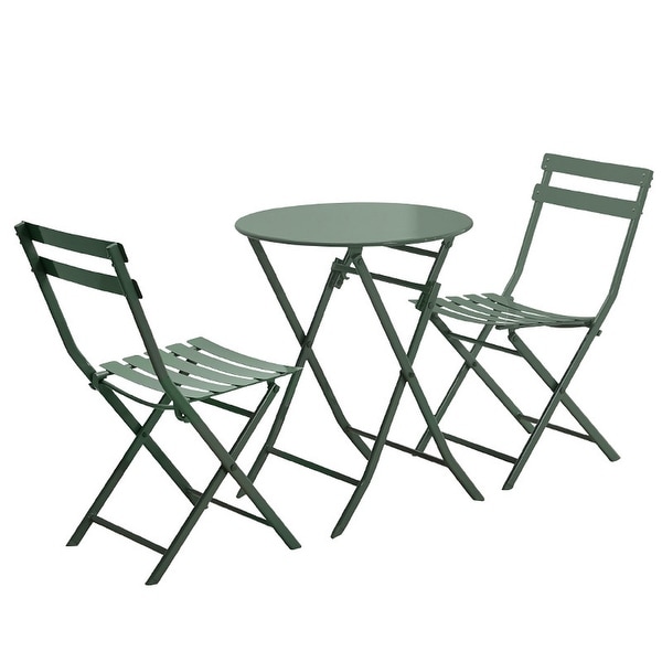 3Piece Patio Bistro Set of Foldable Round Table and Chairs,Yellow
