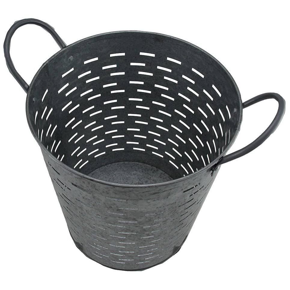 Zeckos Set of 2 Galvanized Metal Olive Buckets w/Built-In Handles