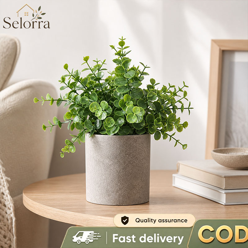 Artificial Eucalyptus Plant in Cylindrical Paper Pulp Pot