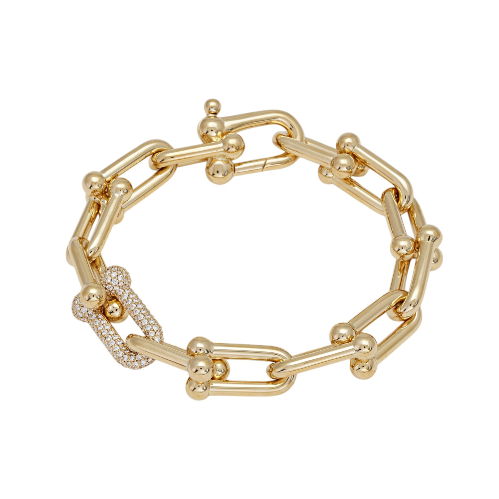 Tiffany & Co. Hardware Link Bracelet 18K Yellow Gold Diamond 70353229
