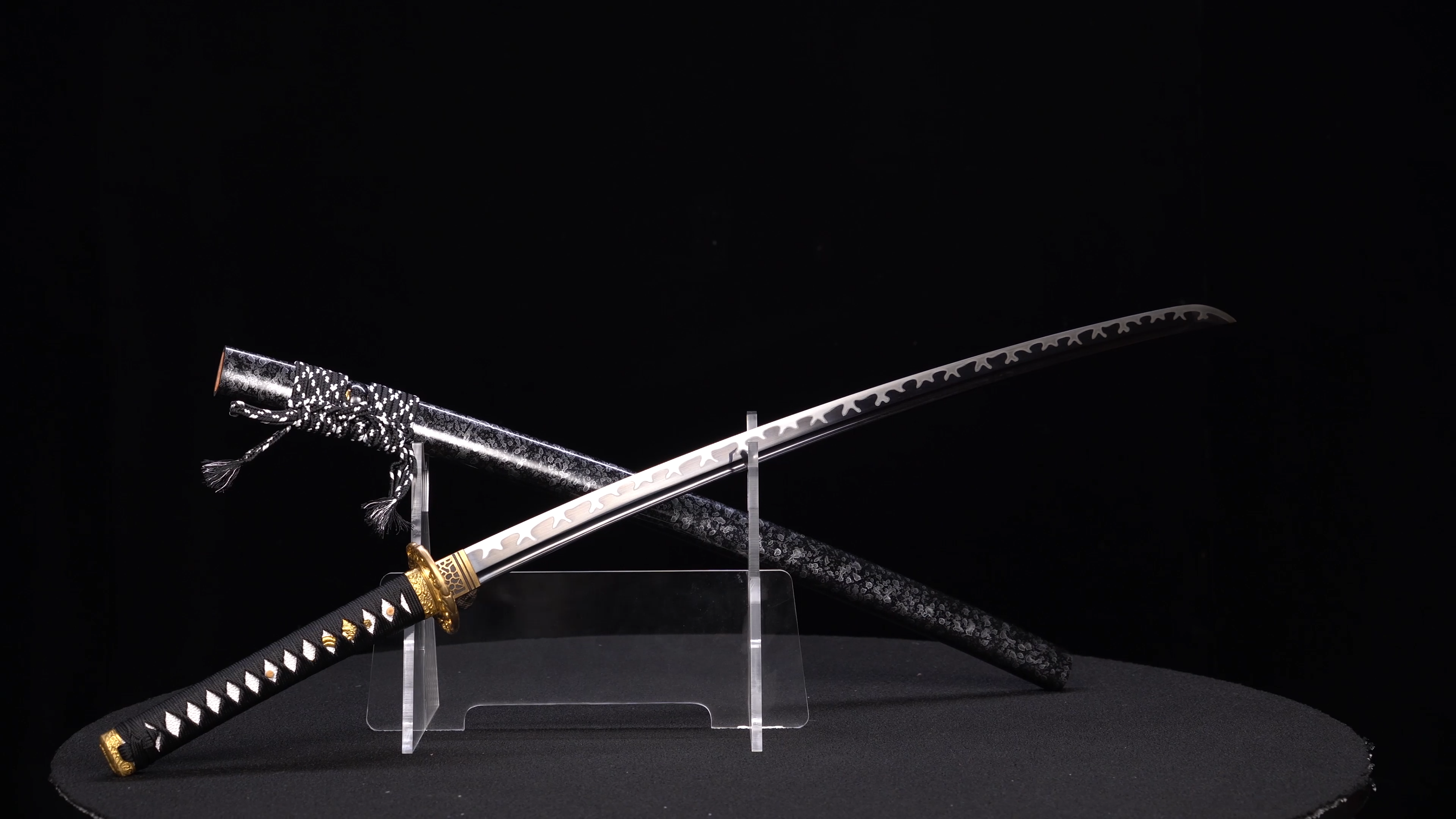 Handmade Katana 9260 Spring Steel Black Blade Dark Dragon Full Tang