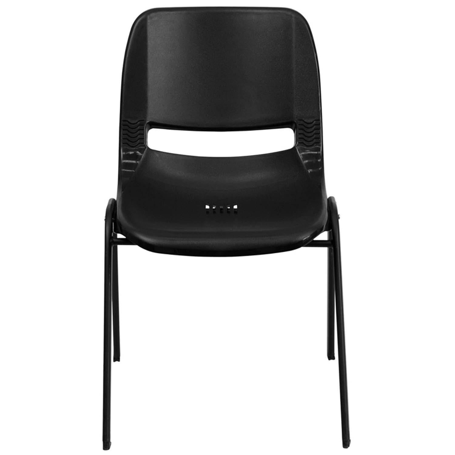 Flash Furniture HERCULES - Chair - ergonomic - mid-back - plastic, 18 gauge powder-coated steel - black (pack of 5)