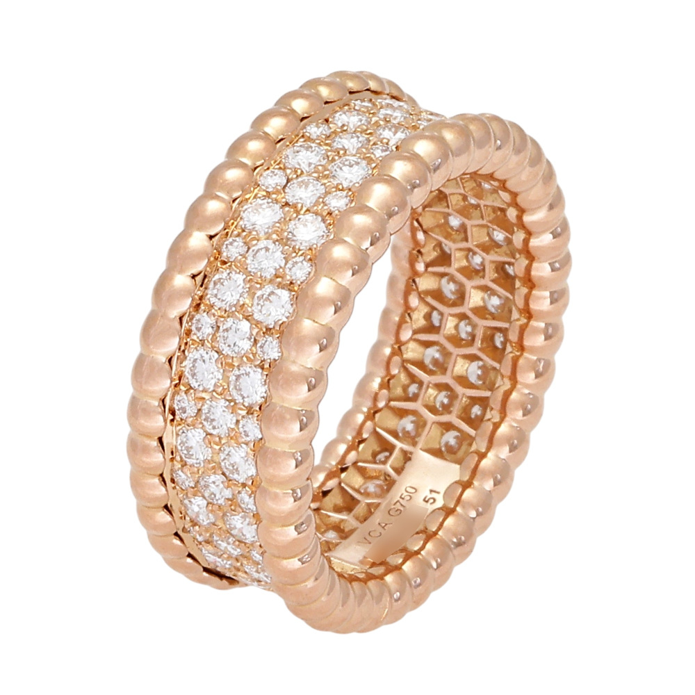 Van Cleef & Arpels Perlet Diamond Ring 3-row Model 18K Rose Gold VCARN9WE00