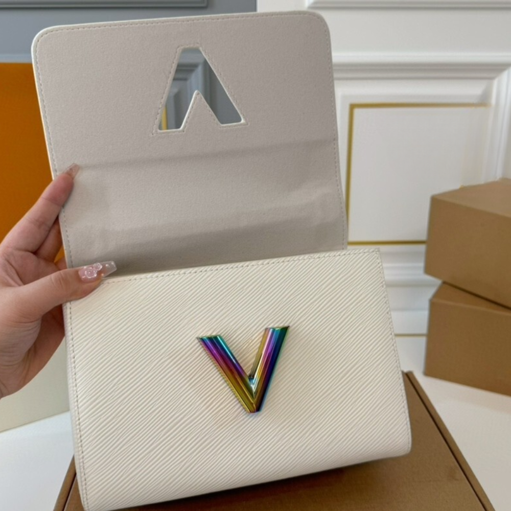 Louis Vuitton Twist MM White Iridescent 8.5 Inches