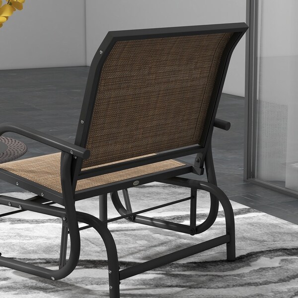 Outsunny Glider/Rocking Chair Set with Breathable Mesh Fabric,Curved Armrest