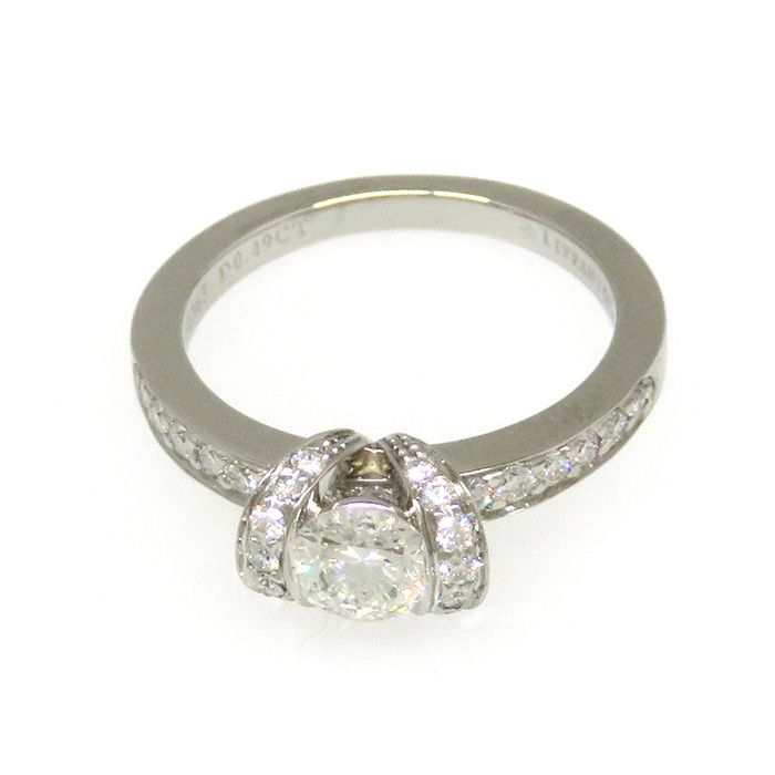 Tiffany & Co. Tiffany Platinum 950 Diamond Ribbon Ring PT950 Ring G