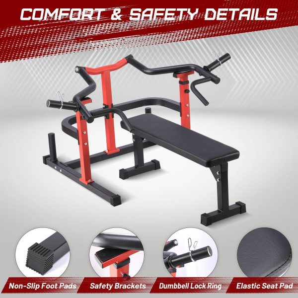 2026 Chest Press Machine, 1050LBS Capacity, Independent Converging Arms, Weight Bench Press with Adjustable Flat Bench for Upper Body Workouts, Red