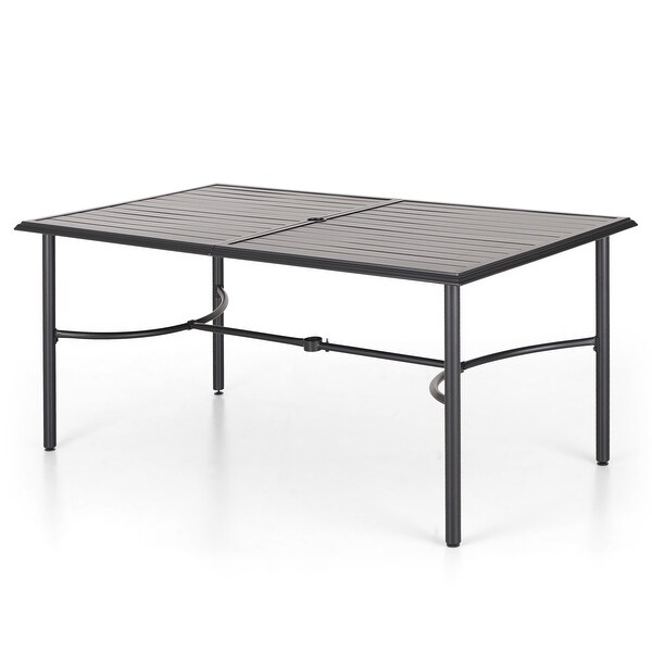 7Piece Patio Dining Set,6 Highback Textilene Cspring Chairs and 1Metal Table