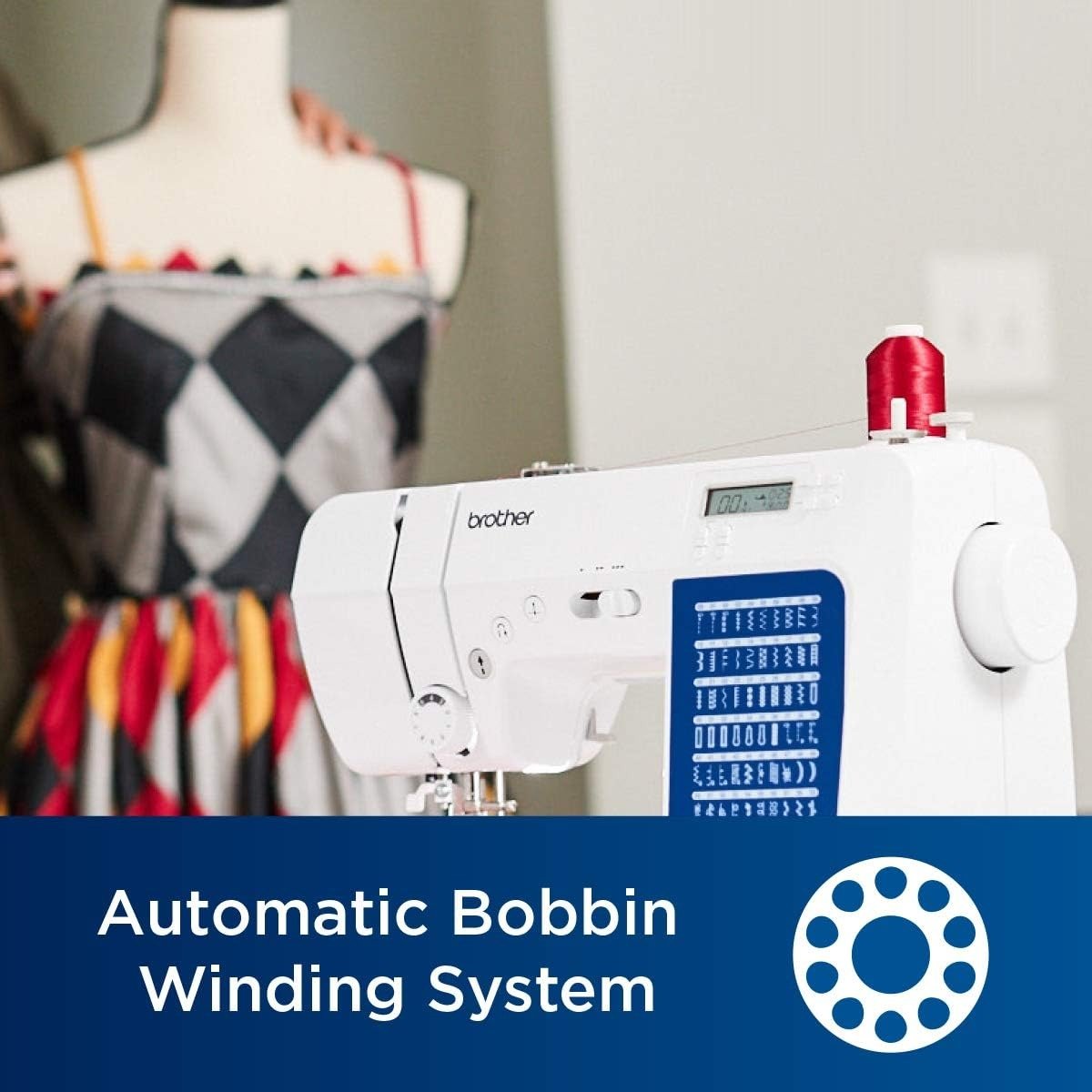 Computerized Sewing and Quilting Machine, 70 Built-in Stitches, LCD Display, Wide Table, 10 Included Feet, White
