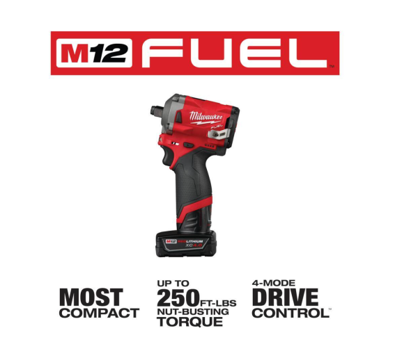 2555-22-2364-20 M12  12V Li-Ion Cordless  1/2 in. Impact Wrench Kit with M12 1000 Lumens Rover LED Compact Flood Light
