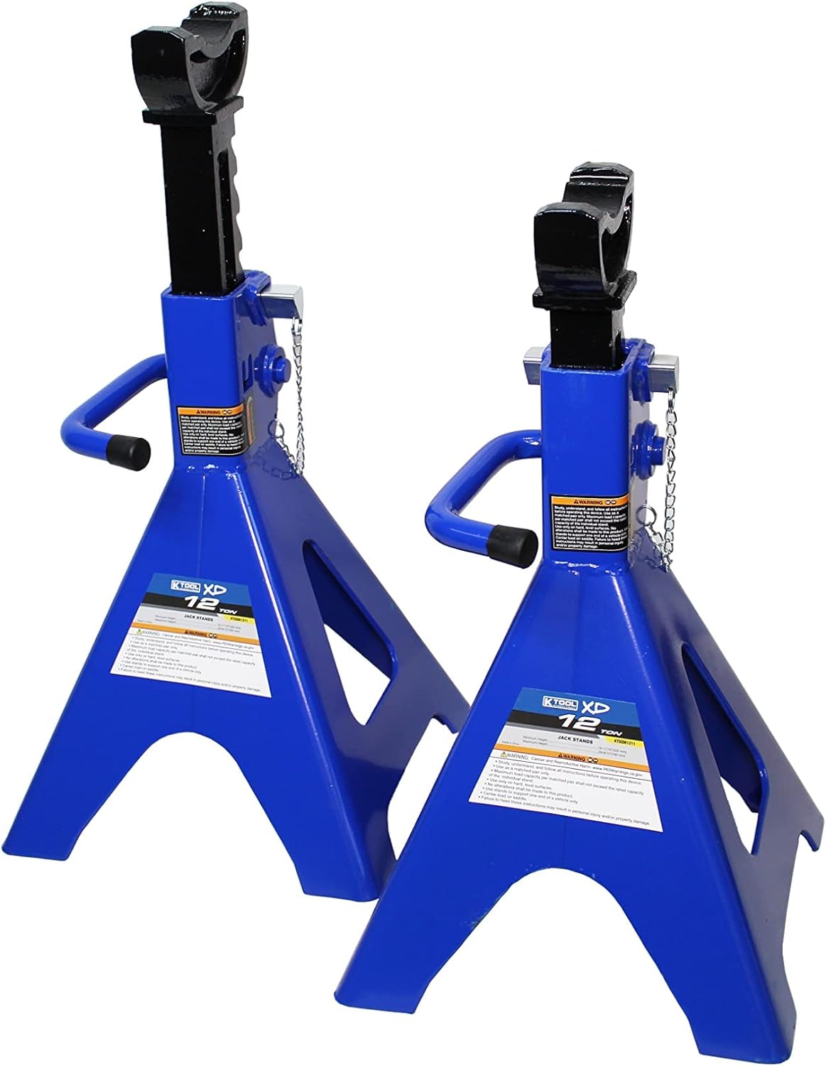 HD61222 22 Ton Automotive Jack Stands for Garages, Repair Shops, and DIY, Pin Style, V Shaped Saddle, Heavy Duty Steel Frame, Adjustable Height 11.825