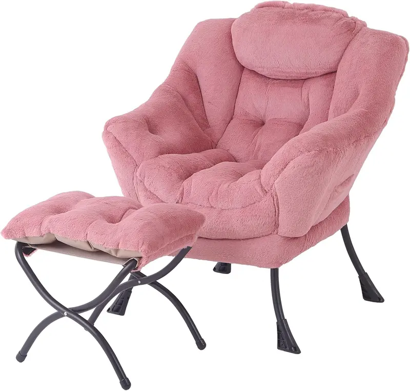 Tiita Modern Lazy Lounge Chair with Matching Ottoman – Large Leisure Armchair Set