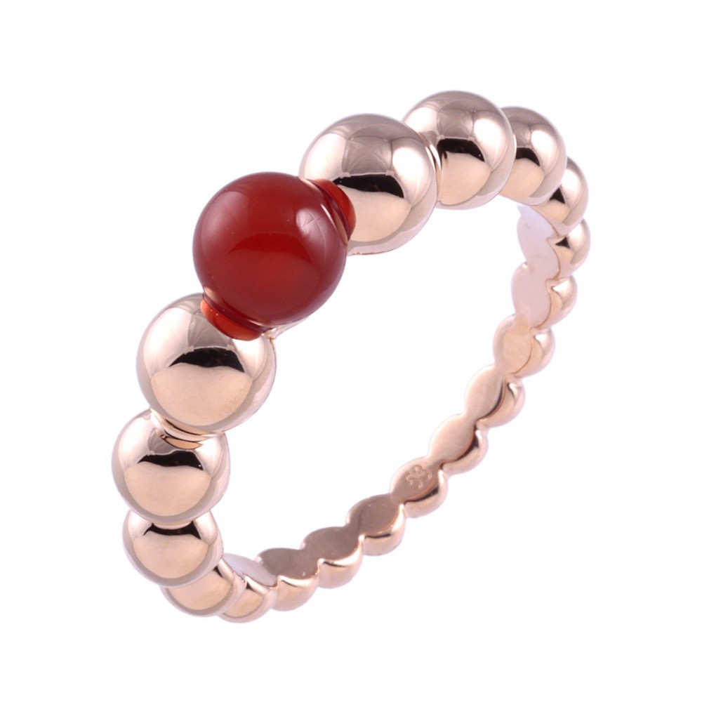 Van Cleef & Arpels Perlekruul Variations Ring 18K Rose Gold Carnelian