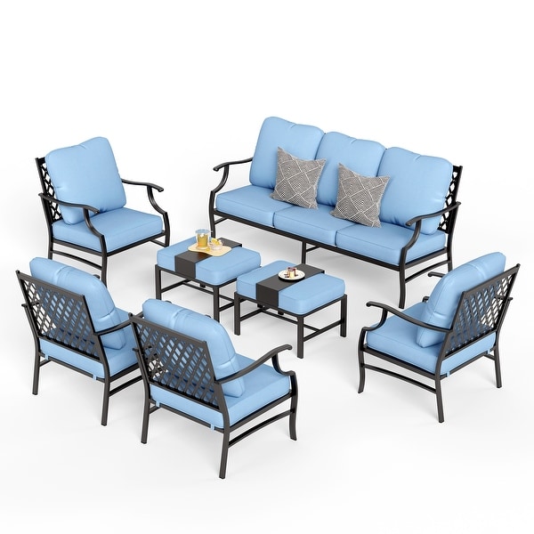 MAISON ARTS 6/7Piece Patio Conversation Sets,Sofa Set with 2/4 x Single Chairs,1 x 3seater Sofa and Coffee Table/Ottomans