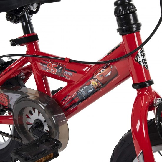Cars Kid Bike Quick Connect Assembly, Handlebar Plaque w/Sounds & Training Wheels, 12″