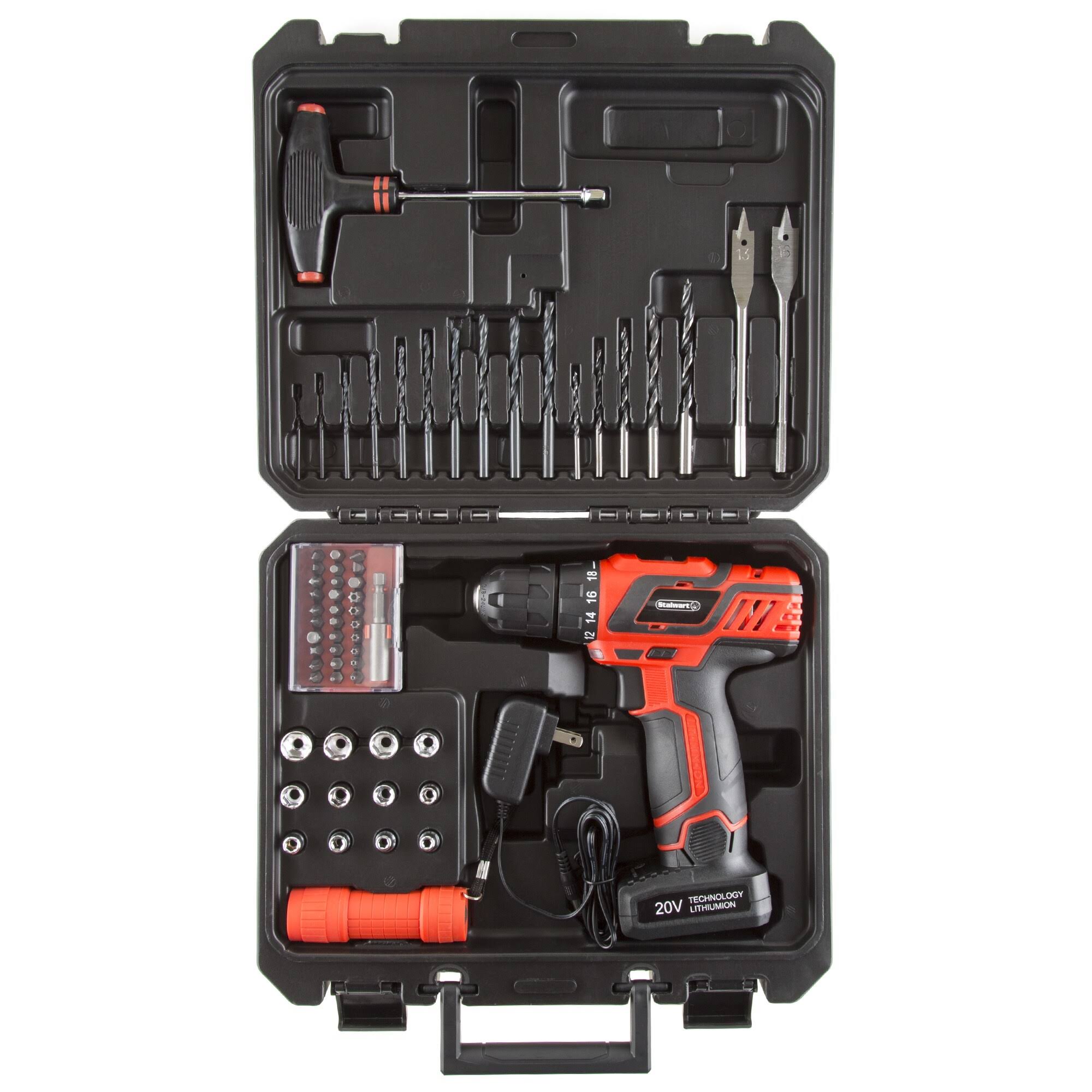 62 Piece 20 Volt Lithium Ion Cordless Drill Accessory Kit