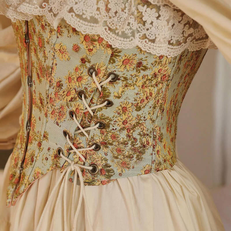 Lace Up Floral Corset Crop TopClistos