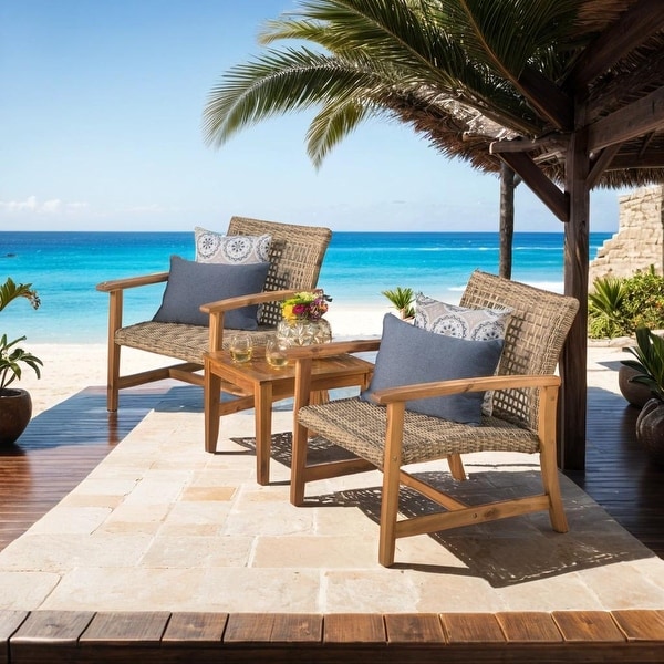 Stylish 2Piece Wicker Club Chairs Set with Thick Cushions,AllWeather Patio Furniture Set For 2 Person