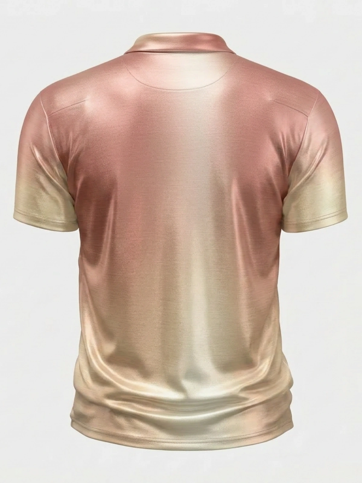 Moisture Wicking Golf Polo 3D Rose Gold Ombre Gradient Button Short Sleeve Golf Polo Shirt