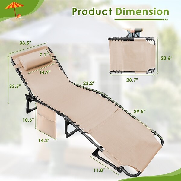 Homall Foldable with Facehole,Lounge Coffee Chair 12 Inch High 5Position Adjustable Patio Lounge Chair Beach Pool Coffee Chair