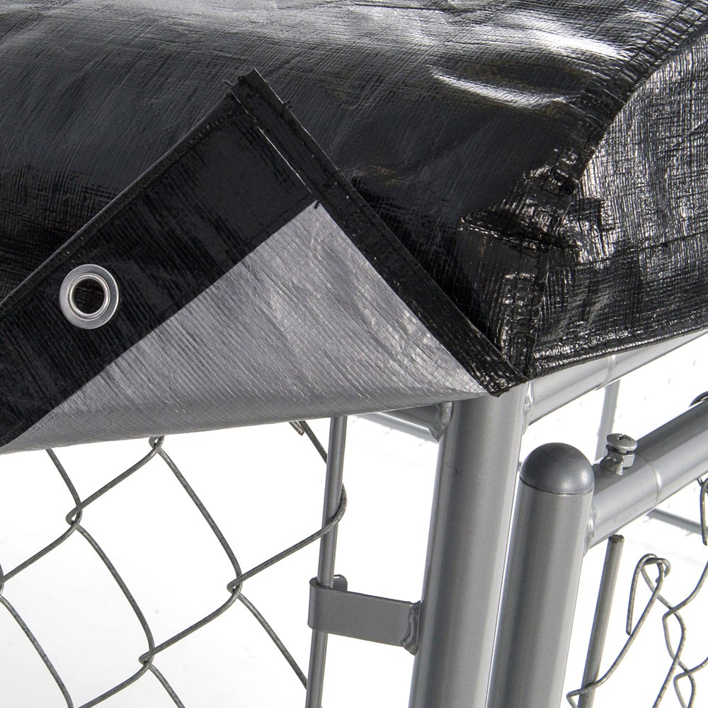Lucky Dog WeatherGuard Outdoor Dog Kennel Roof Cover, Black, 10'L x 5'W x 1'H