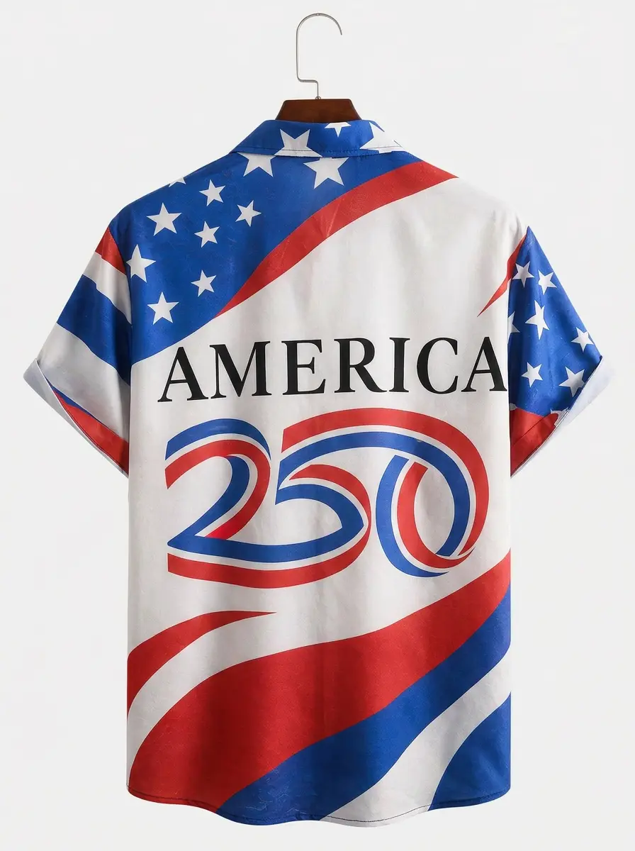 Men's printed shirts, America 250 Flag Inspired Patriotic Hawaiian Shirt