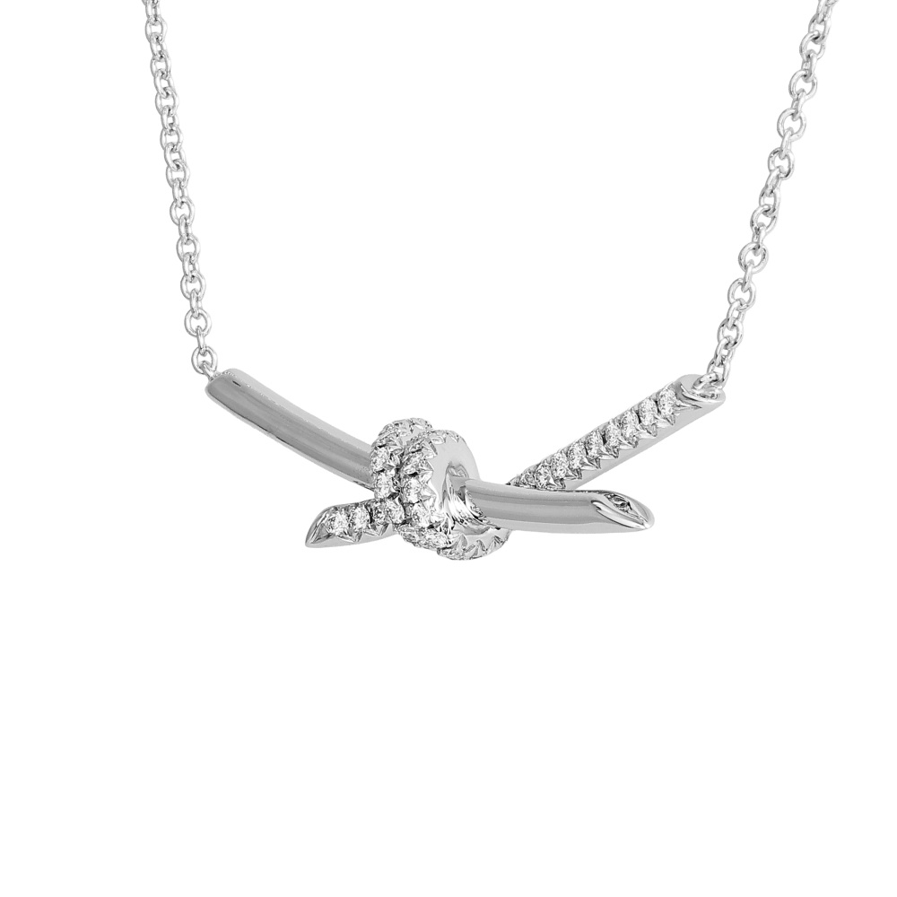 Tiffany & Co. Knot Necklace 18K White Gold Diamond 70300346