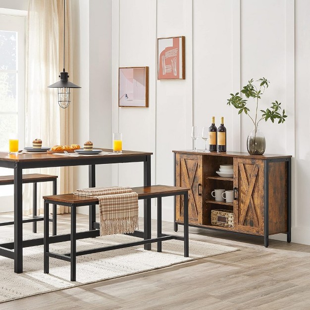 Vasagle Dining Bench Pair Of 2 Industrial Style Steel Frame For Kitchen Living Room 12 8 X 42 5 X 19 7 Inches Rustic Brown Black
