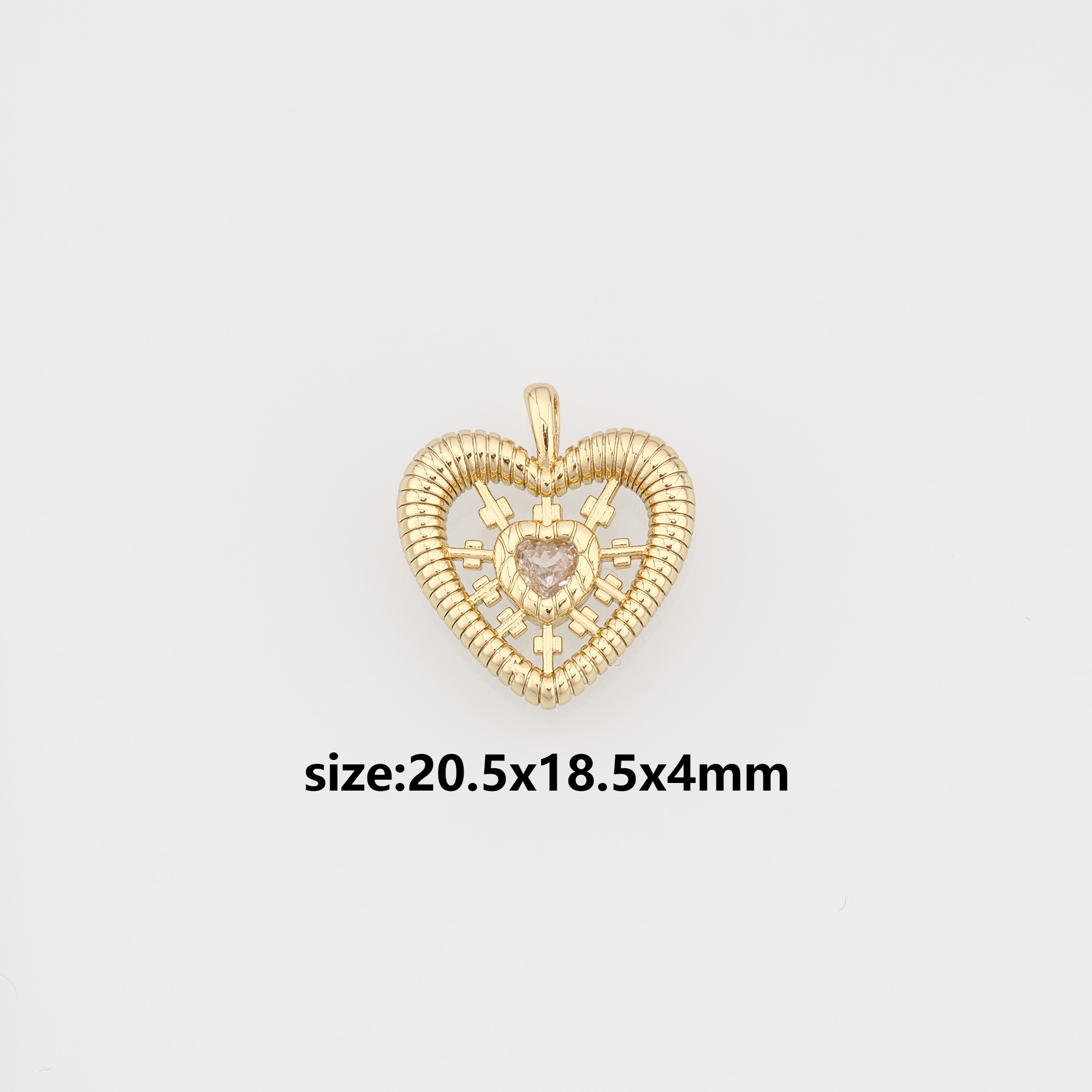 18K Gold Filled Heart Pendant,CZ Heart Charm Earrings Necklace for DIY Jewelry Making Supply