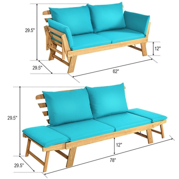 Adjustable Patio Convertible Sofa with Thick Cushion