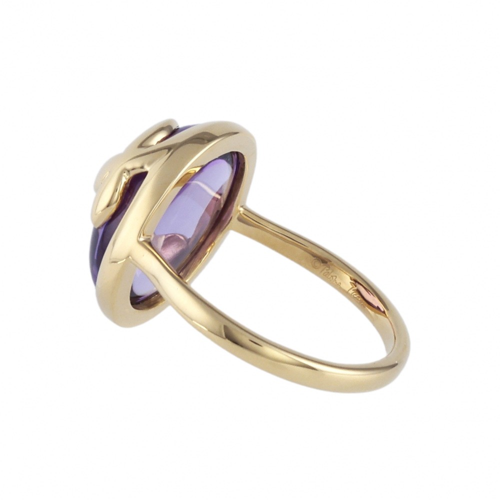 Tiffany & Co. Paloma Picasso Olive Leaf Ring 18K Yellow Gold Amethyst