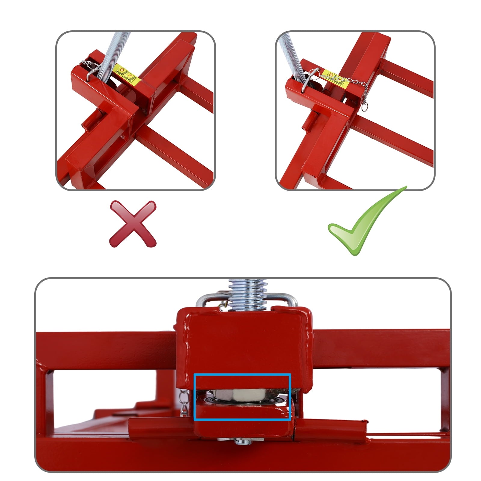 imerelez Easy Lawn Mower Lift for Riding Tractors , 800 Lbs Capacity Lawn Tractor Lifter, Ride-on Mower, Lawn Tractor Lift, Lawn Tractor + 45° Tilt Adjustable, red