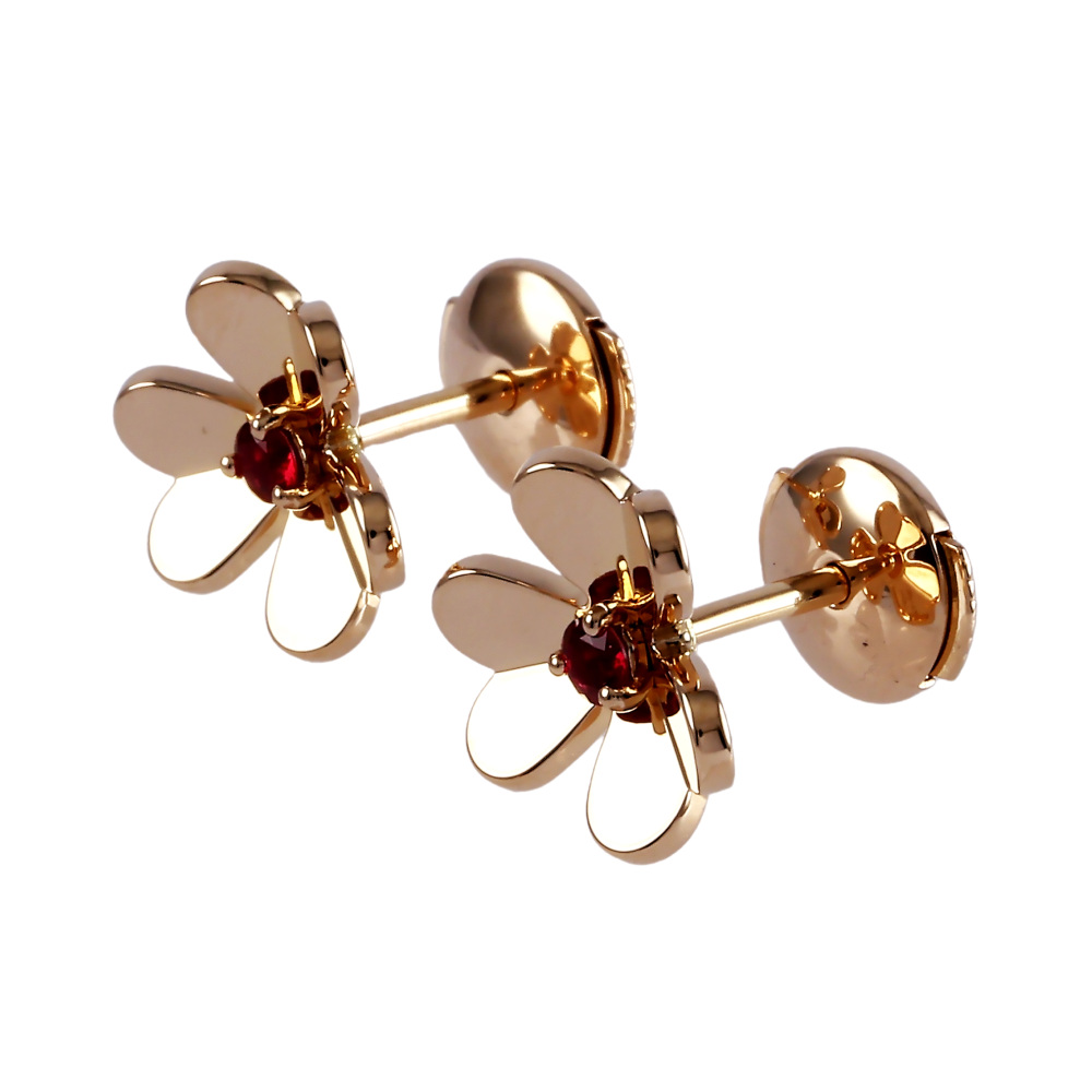 Van Cleef & Arpels Frivole Earrings 18K Rose Gold Ruby VCARP7SA00